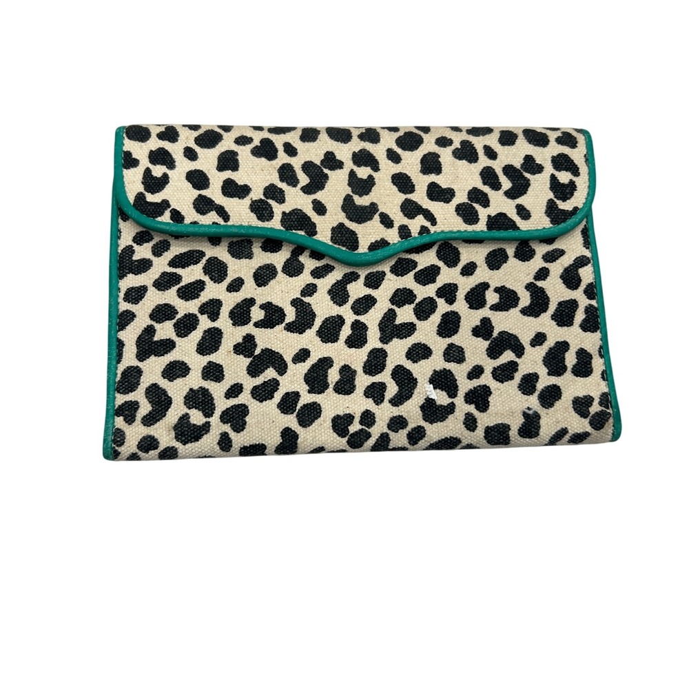 Y2K Rebecca Minkoff Leopard Print Clutch‎ Wallet Card Holder Green Interior